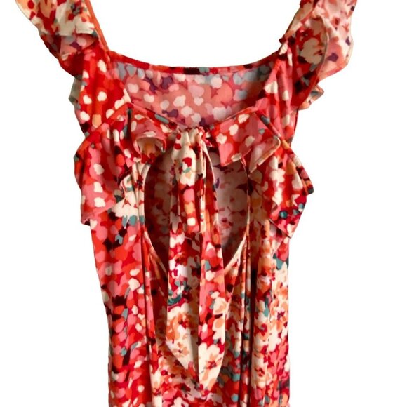 Glamour Floral Dress with Ruffle and Tie in Back Women's Size 8P NEW - Picture 5 of 10